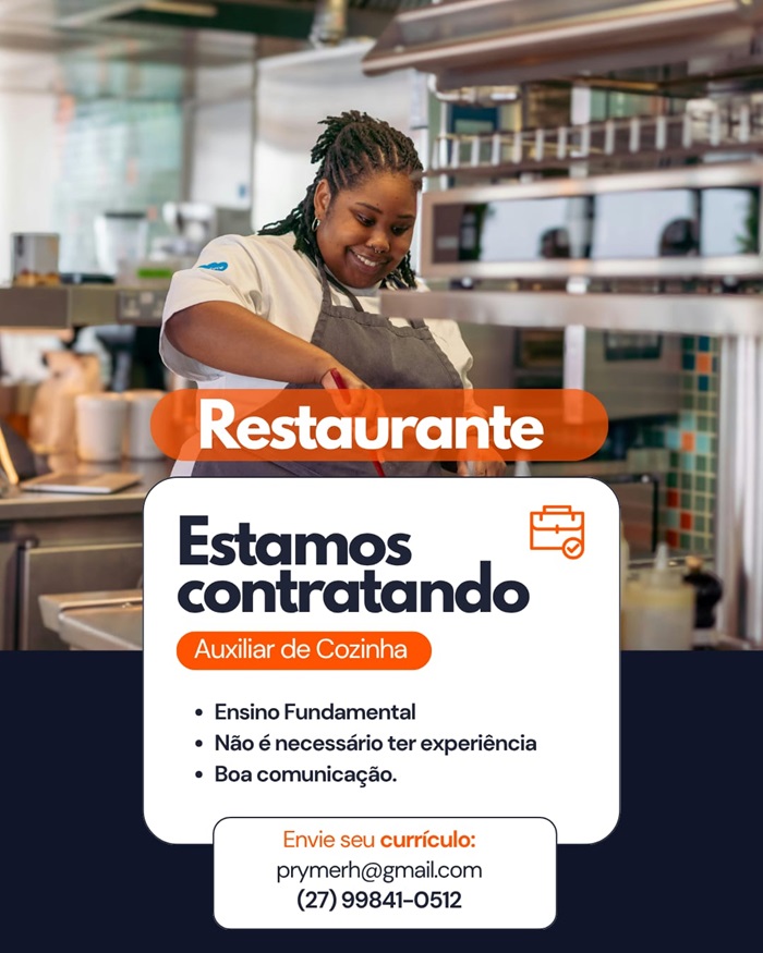 02 VAGAS - AUXILIAR DE COZINHA
