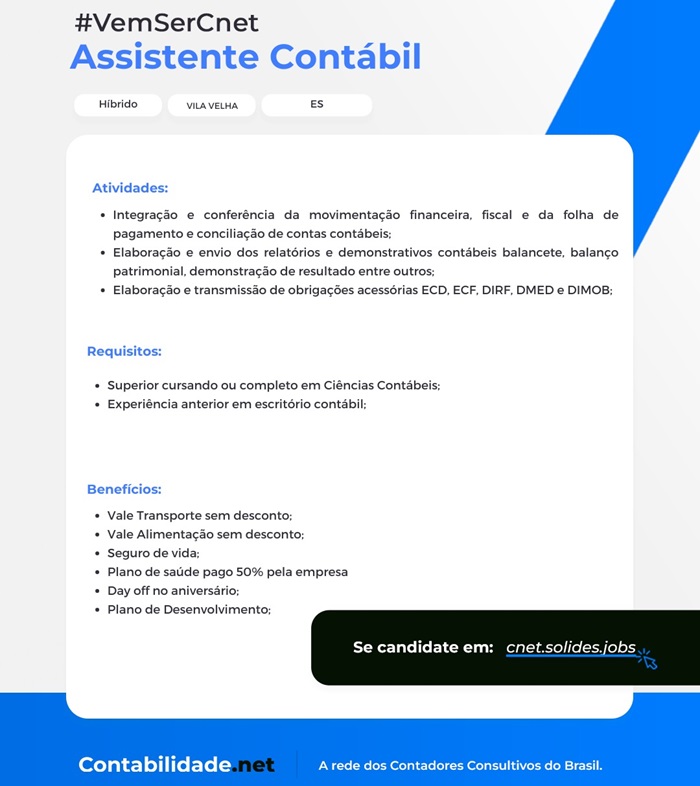 VAGA DE ASSISTENTE CONTÁBIL