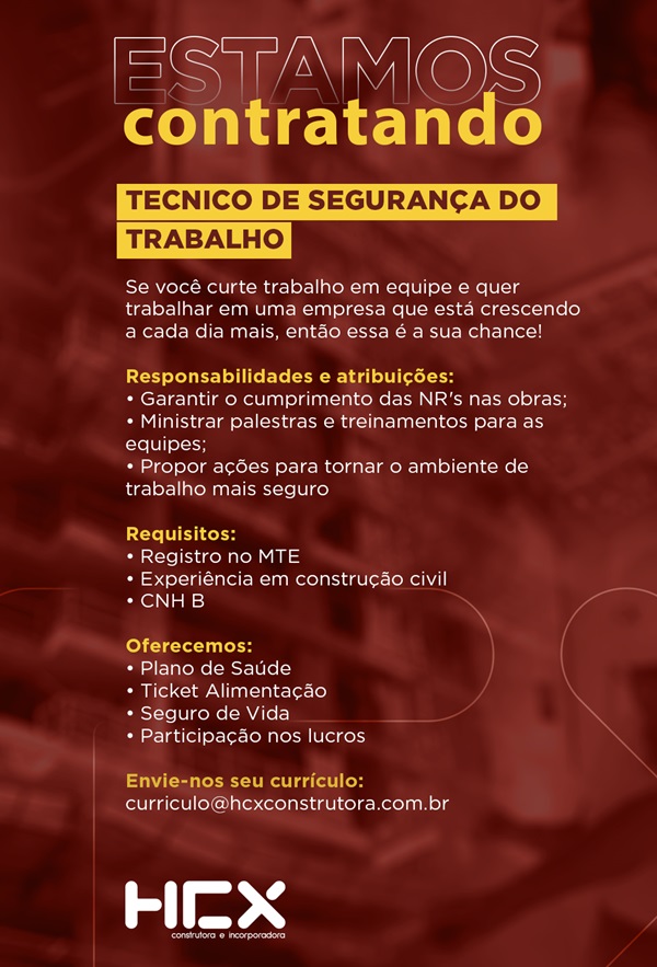 TÉCNICO EM SEGURANÇA DO TRABALHO