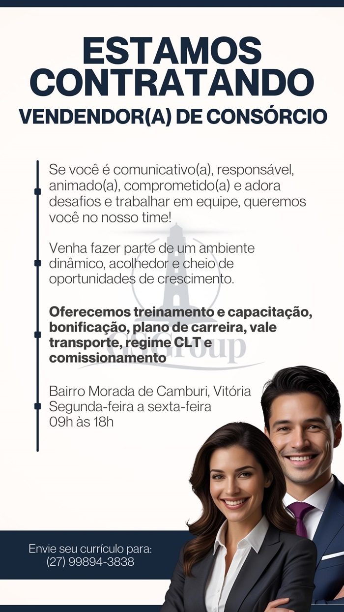 VAGA PARA VENDEDOR(A) DE CONSORCIO