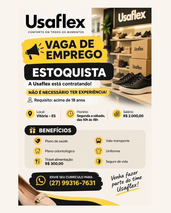 Usaflex abre vaga para Estoquista