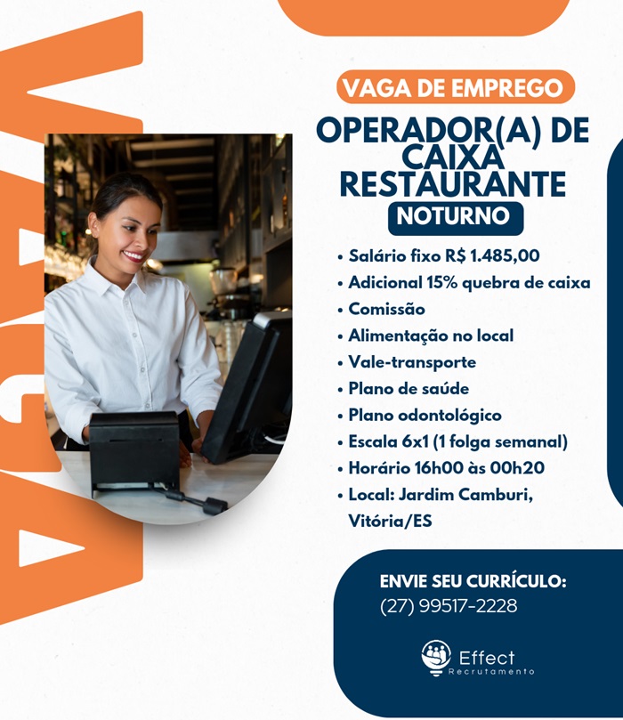 OPERADOR(A) DE CAIXA RESTAURANTE - NOTURNO