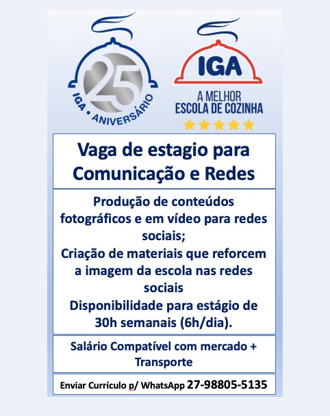 Vaga de estágio para Comunicação e Redes