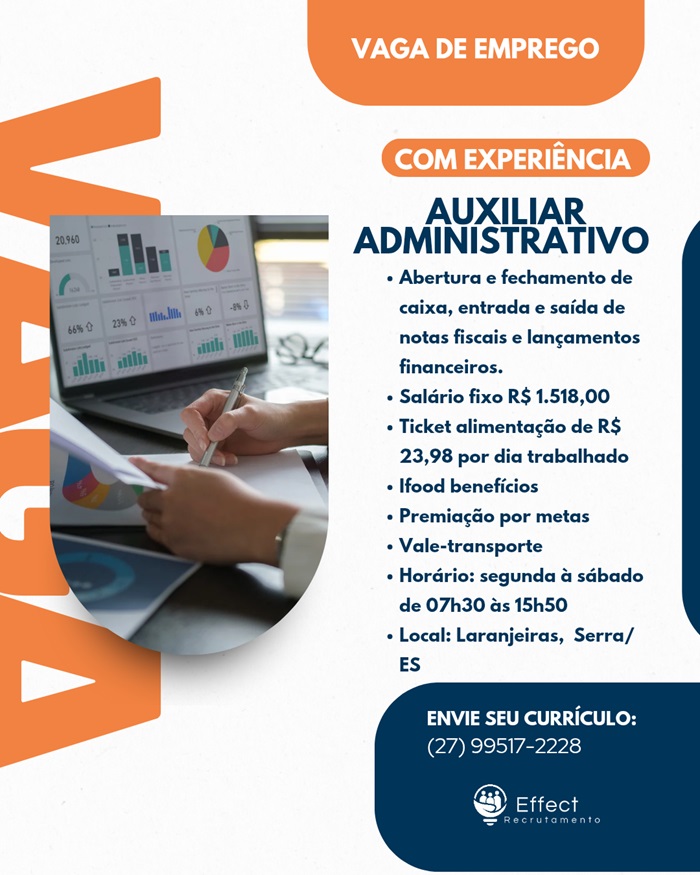 VAGA DE AUXILIAR ADMINISTRATIVO