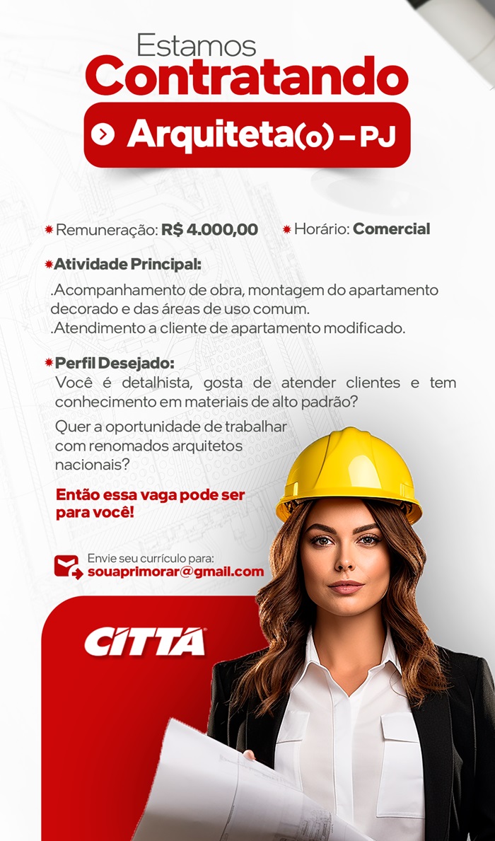 Vaga para Arquiteta(o).