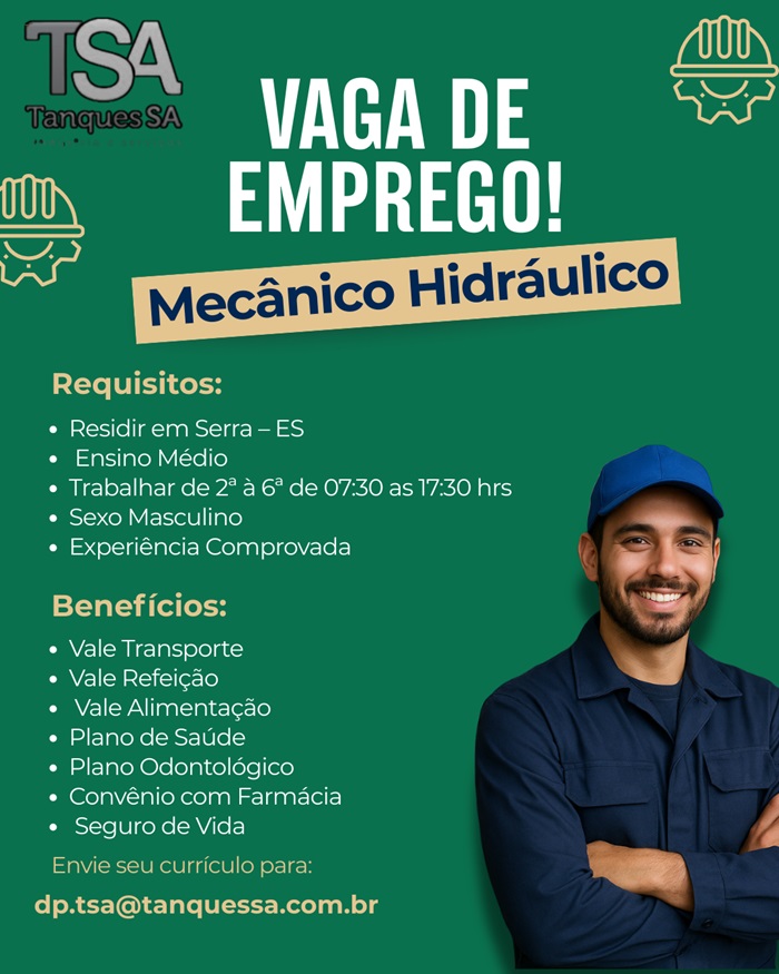 TSA CONTRATA MECÂNICO HIDRÁULICO