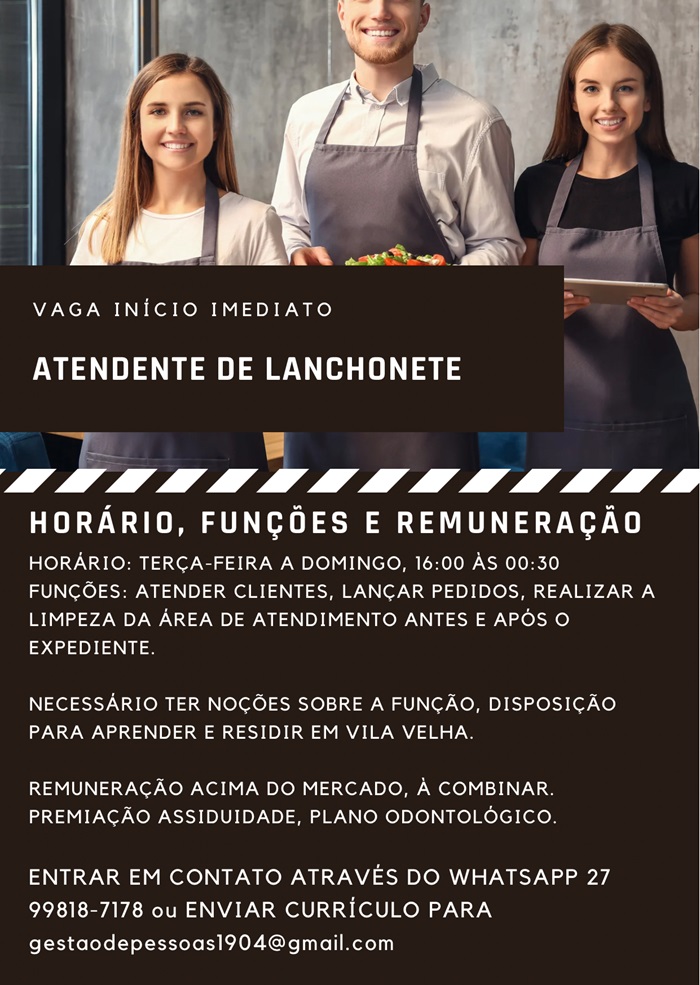 ATENDENTE DE LANCHONETE