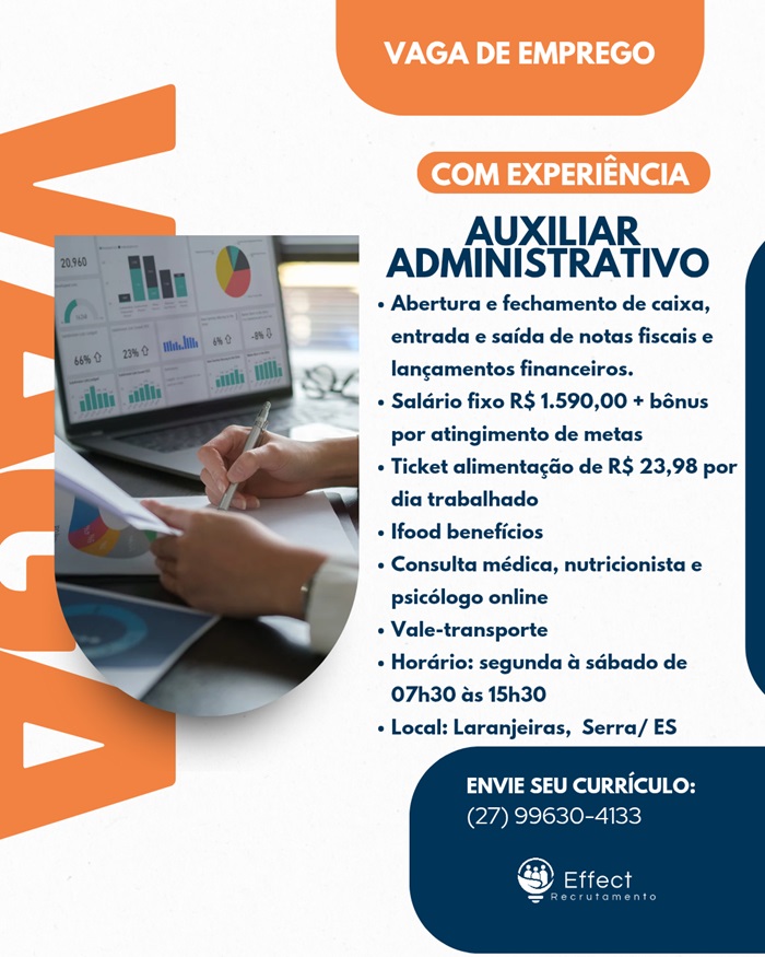 VAGA DE AUXILIAR ADMINISTRATIVO