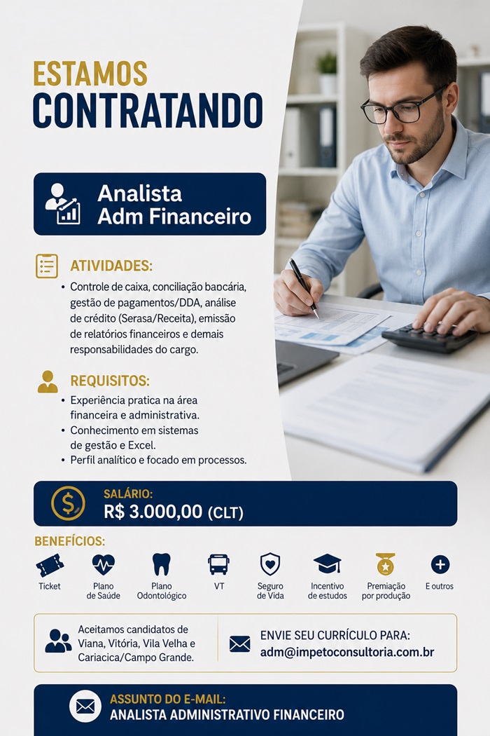 Vaga de Analista Administrrativo financeiro