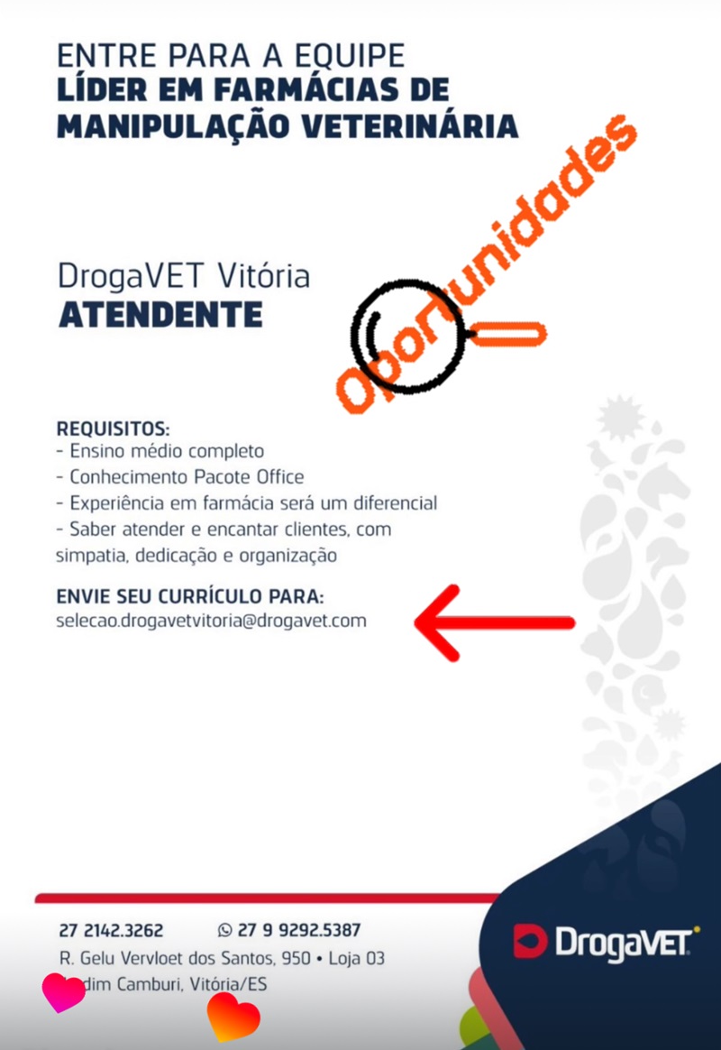 DROGAVET CONTRATA ATENDENTE
