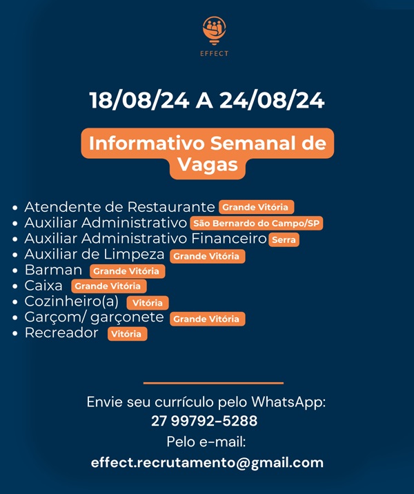 INFORMATIVO SEMANAL DE VAGAS