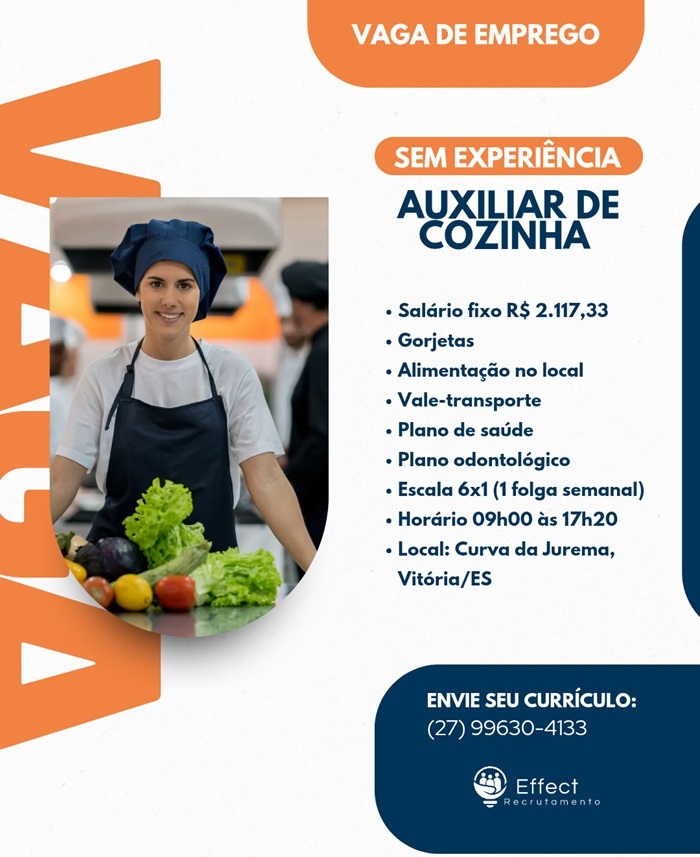 VAGA DE AUXILIAR DE COZINHA