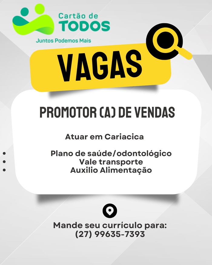 VAGA ABERTA | PROMOTOR(A) DE VENDAS