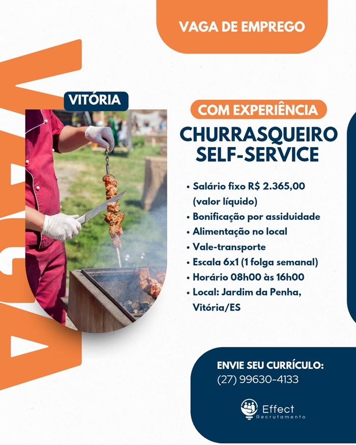 VAGA DE CHURRASQUEIRO