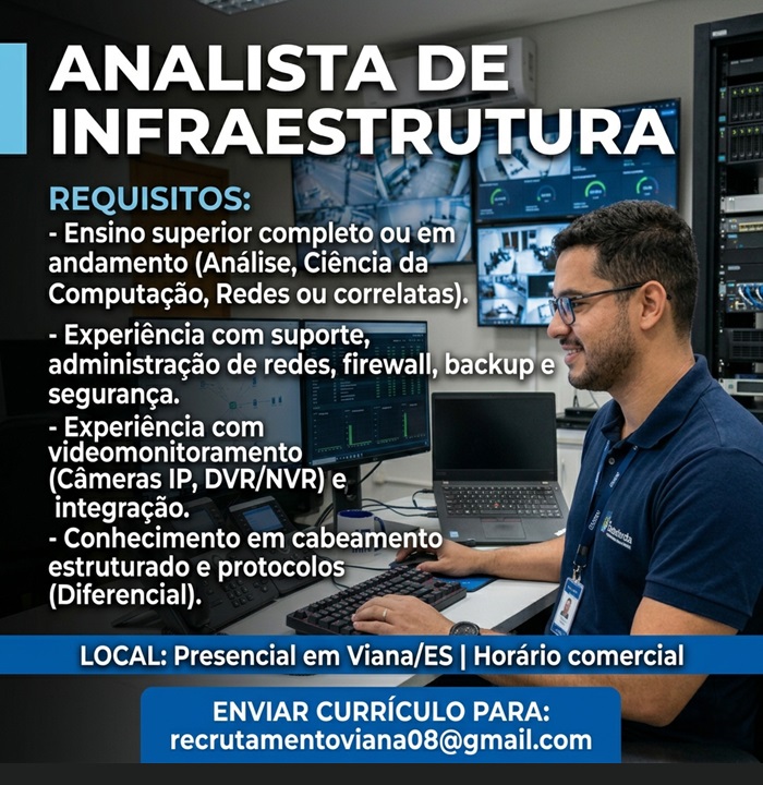 Vaga para Analista de Infraestrutura