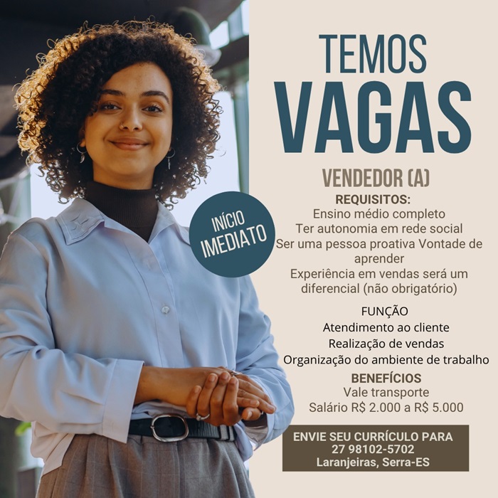 VAGA PARA VENDEDOR (A)
