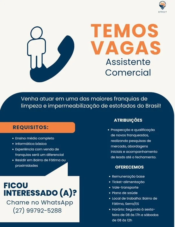 VAGA DE ASSISTENTE COMERCIAL