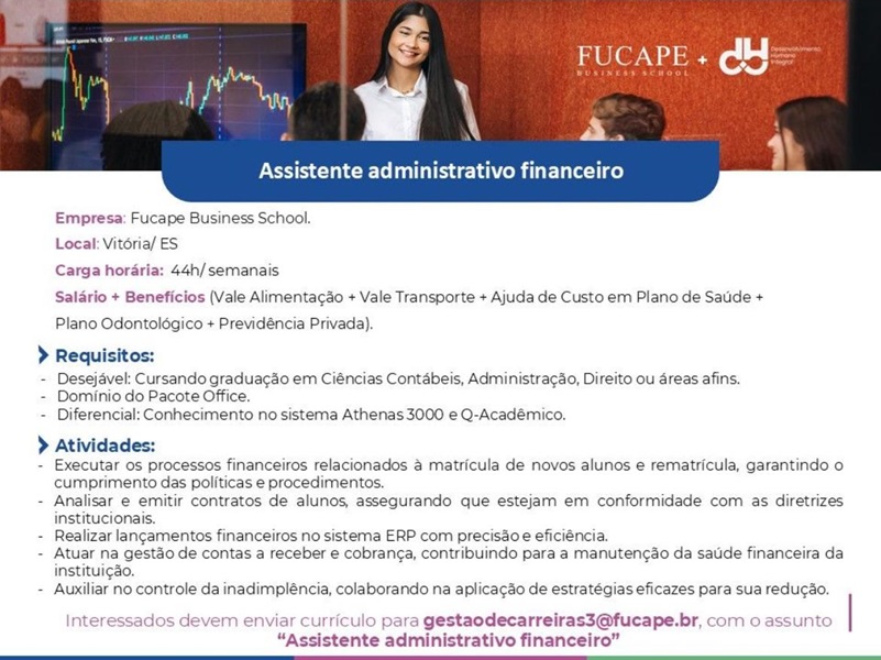 Fucape contrata Assistente administrativo financeiro