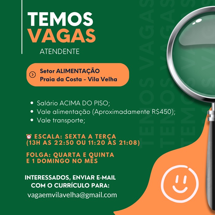 VAGA PARA ATENDENTE