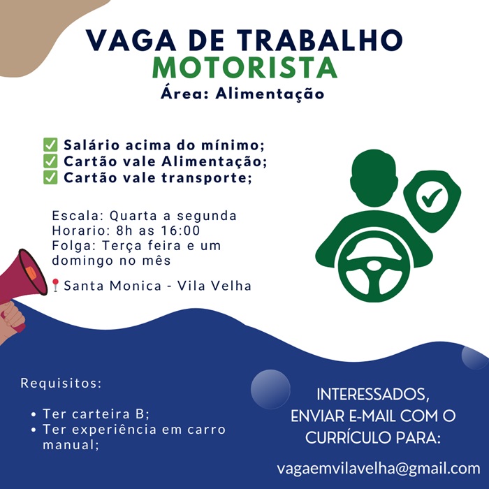 VAGA PARA MOTORISTA