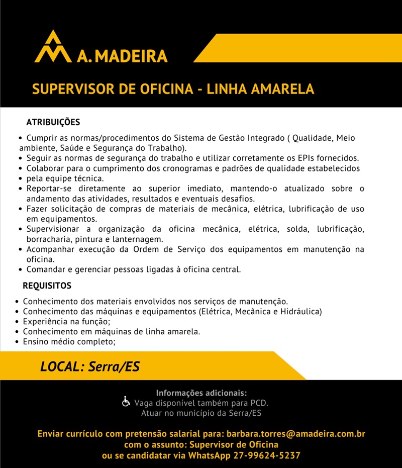SUPERVISOR DE OFICINA - LINHA AMARELA