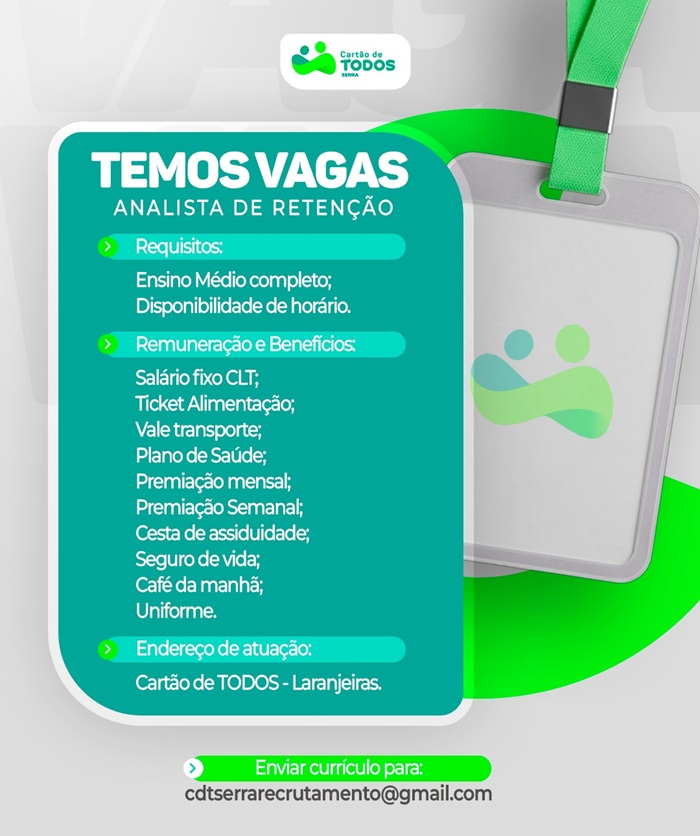 VAGA DE ANALISTA DE RETENÇÃO