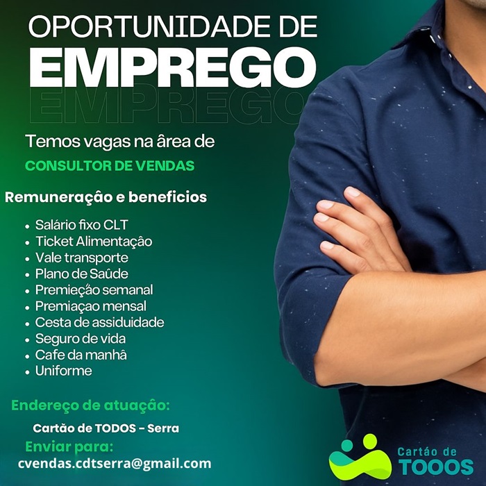 VAGA DE CONSULTOR DE VENDAS
