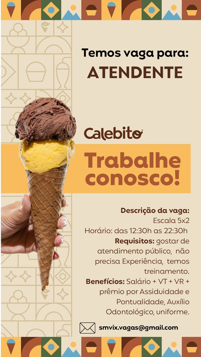 Calebito Shopping Moxuara contrata Atendente