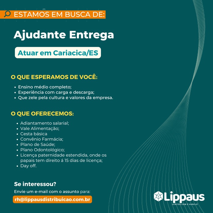 Lippaus contrata Ajudante de Entrega