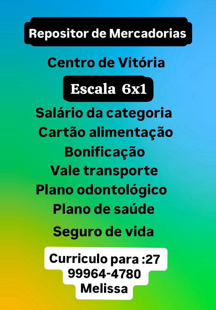 Vaga para Repositor de Mercadorias
