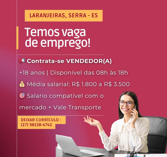VAGA PARA VENDEDOR(A)