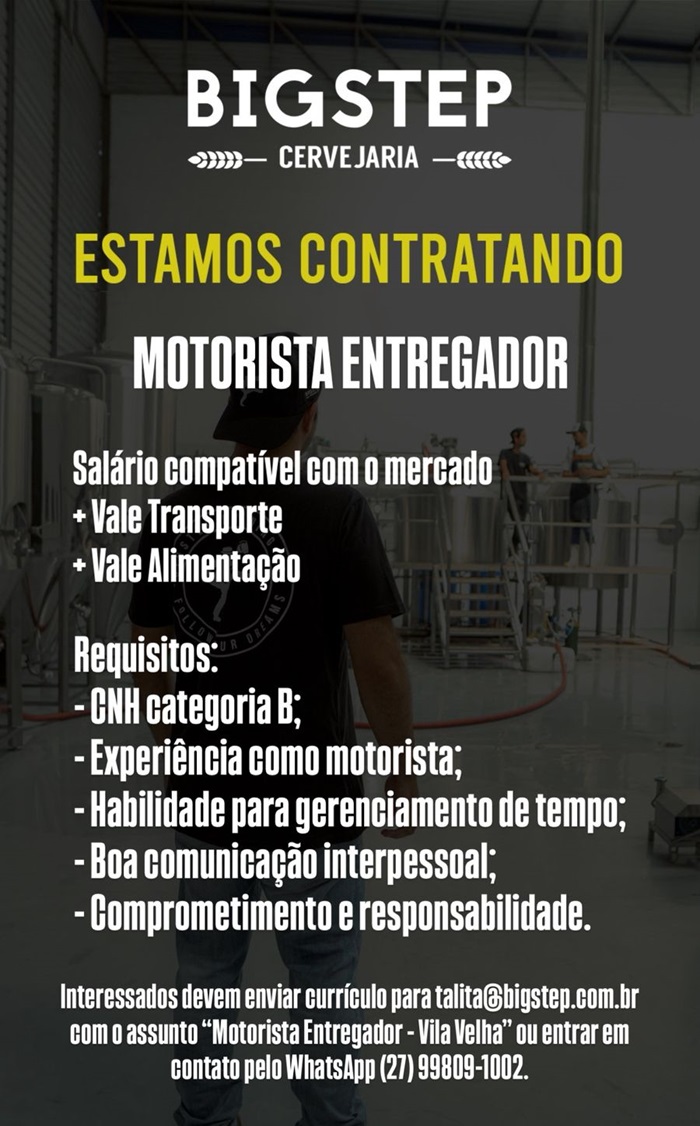 Vaga para Motorista Entregador 