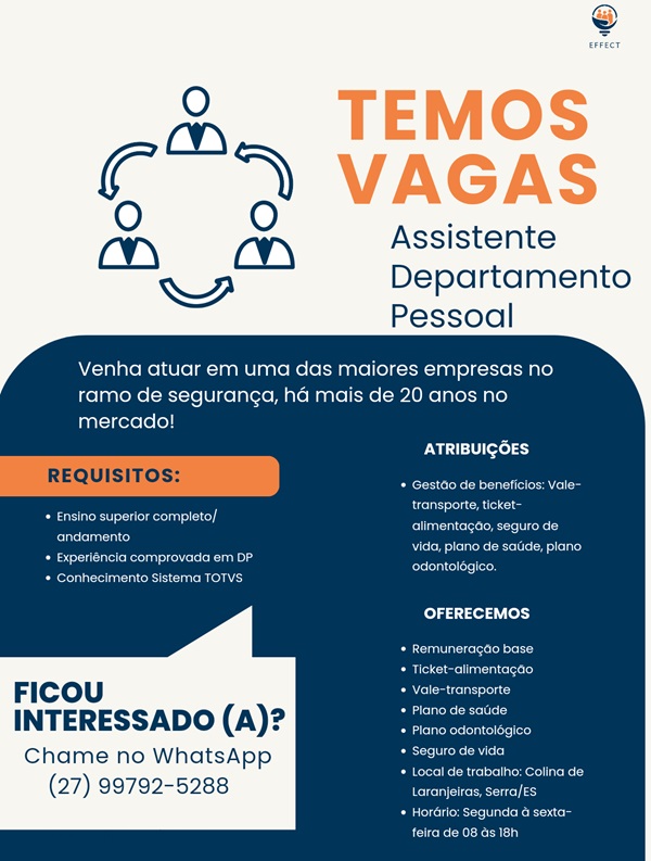 ASSISTENTE DE DEPARTAMENTO PESSOAL