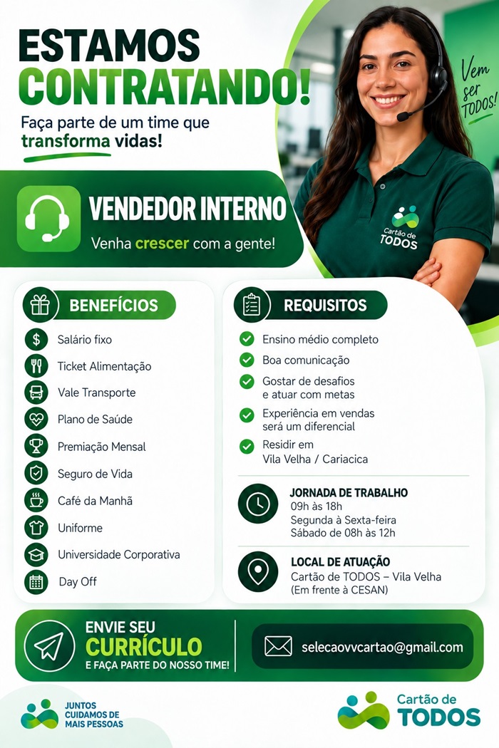 VAGA PARA VENDEDOR INTERNO