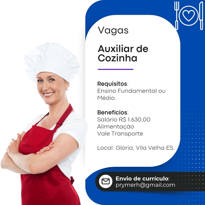 02 VAGAS - AUXILIAR DE COZINHA