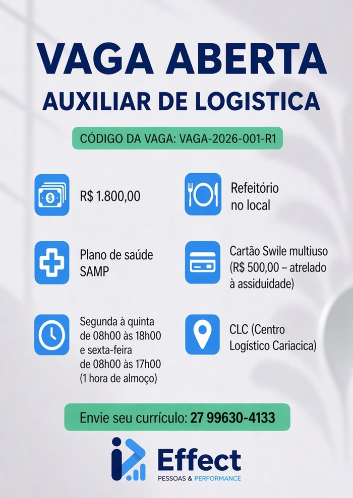Vaga para Auxiliar de Logística