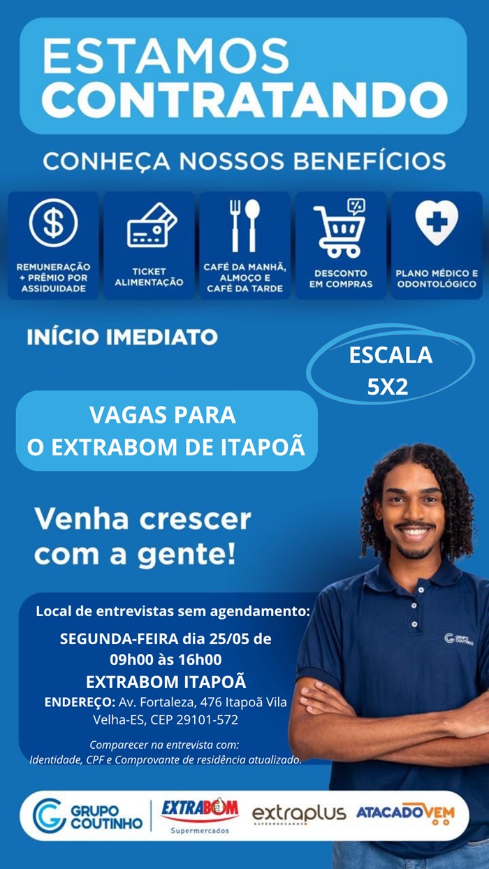 EXTRABOM - ITAPUÃ ABRE DIVERSAS VAGAS