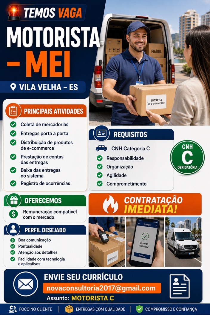 Vaga de Emprego – Motorista (MEI)