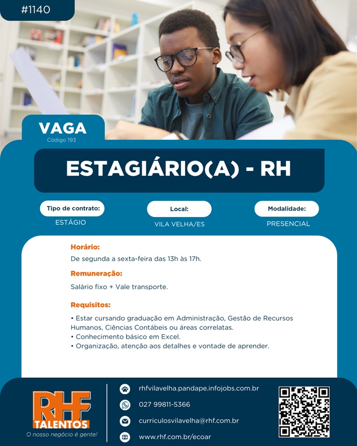 Vaga para Estagiário(a) - RH