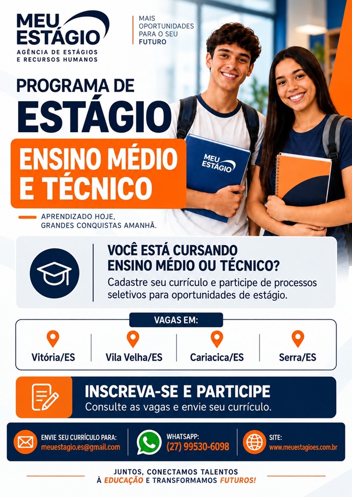 VAGAS DE ESTÁGIO – ENSINO MÉDIO E TÉCNICO