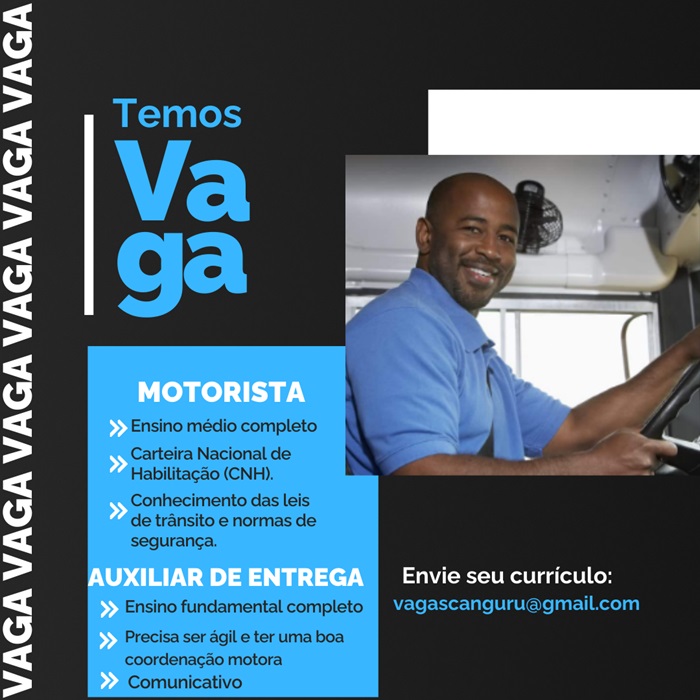 VAGAS DE MOTORISTA E AUXILIAR DE ENTREGA