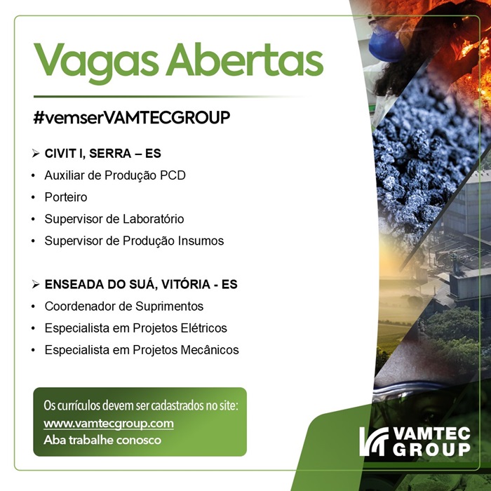 VAMTEC ABRE VAGAS DE EMPREGO (SERRA E VITÓRIA)