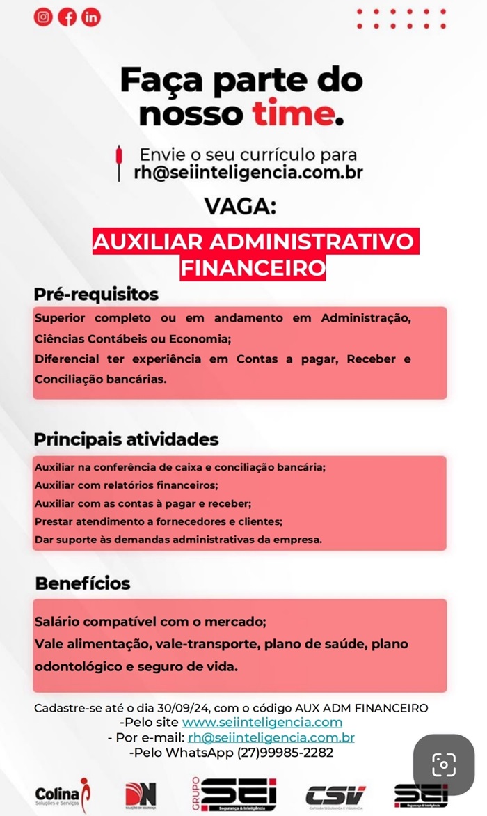 AUXILIAR ADMINISTRATIVO FINANCEIRO