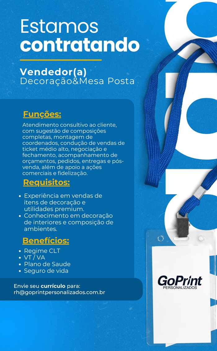 VENDEDOR(A) DECORAÇÃO & MESA POSTA