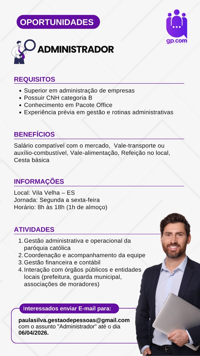 VAGA PARA ADMINISTRADOR