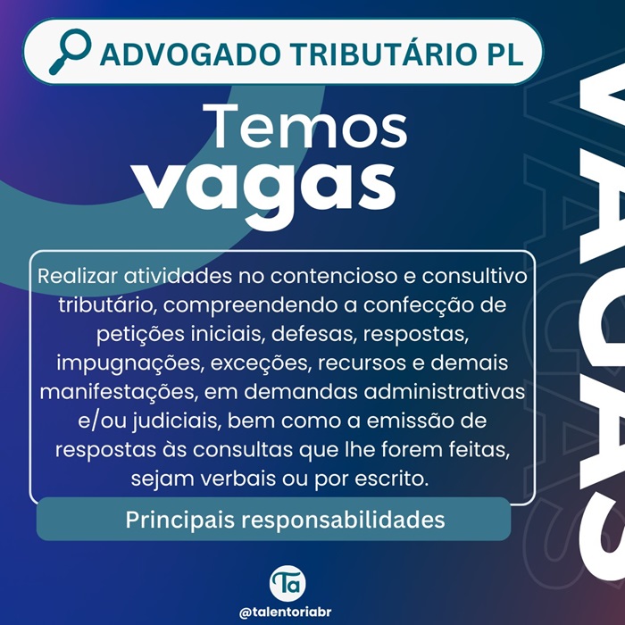 Vaga para Advogado tributário PL