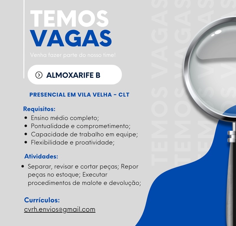 VAGA PARA ALMOXARIFE B