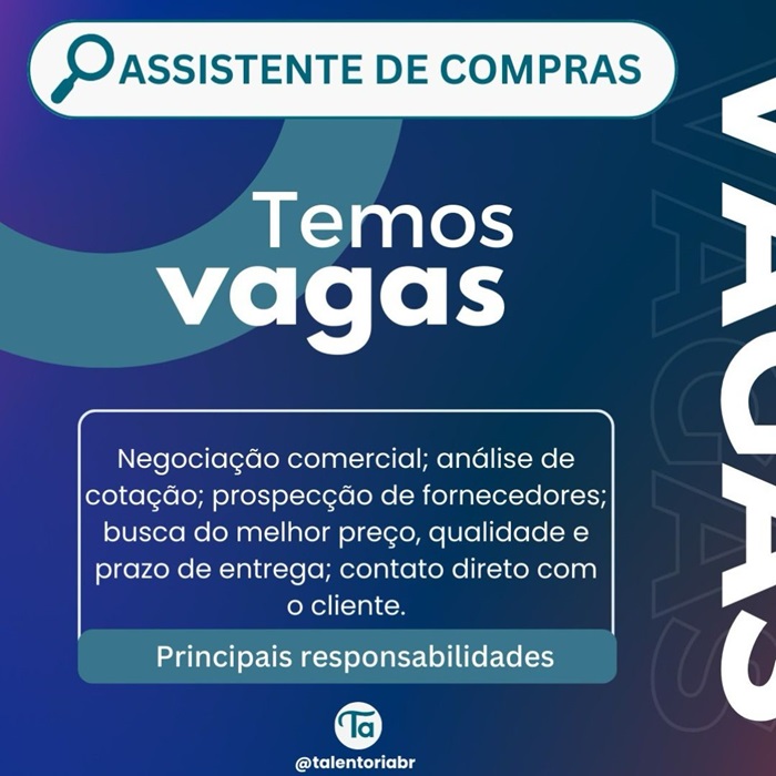 Vaga para Assistente de compras