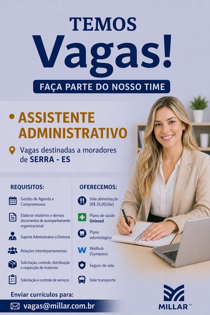 VAGA DE ASSISTENTE ADMINISTRATIVO