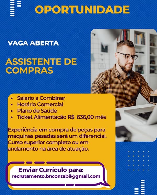 VAGA DE ASSISTENTE DE COMPRAS